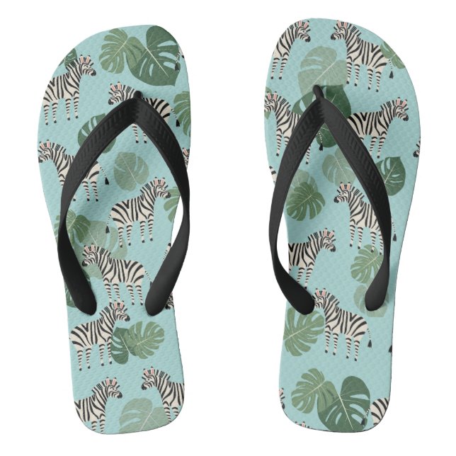 Zebra Monstera Pattern Flip Flops (Fußbett)