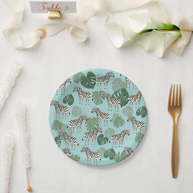 Zebra Monstera Pattern Pappteller (Hochzeit)