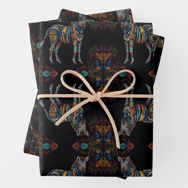 Zebra Mosaic Glasfaser Geschenkpapier Set (Beispiel)