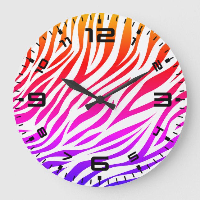 Zebra Multicolore Skin Stripes Pattern-22164 Große Wanduhr (Vorderseite)