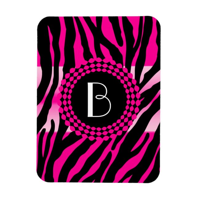 Zebra-Muster bei Tieren und Monogramm Magnet (Vertikal)