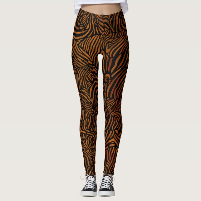 Zebra-Muster in Golden Brown Leggings (Vorderseite)