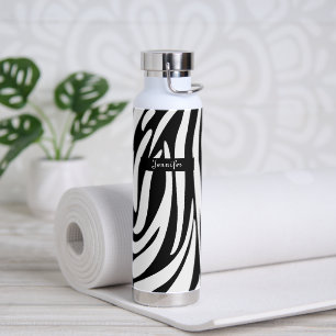 Zebra-Muster in Schwarz und Weiß Trinkflasche