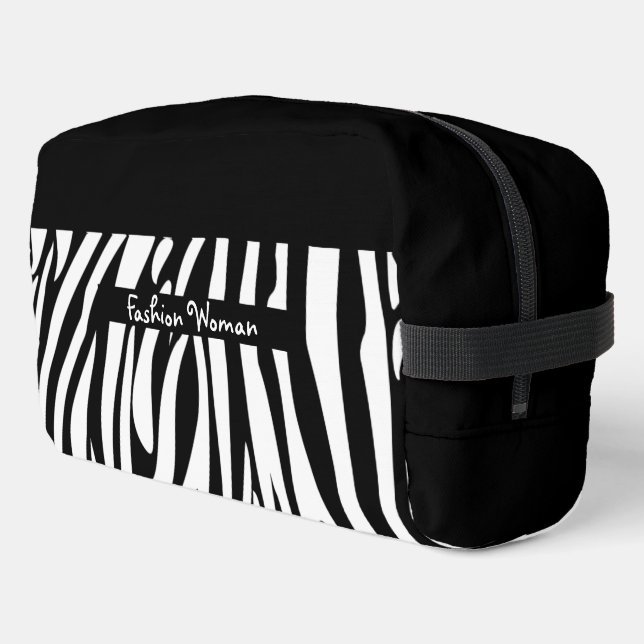 Zebra-Muster in Schwarz und Weiß Waschbeutel (Linke Seite)
