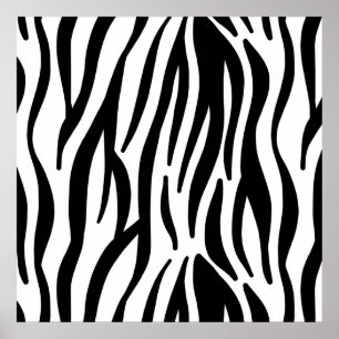 Zebra-Muster in Weiß und Schwarz Poster