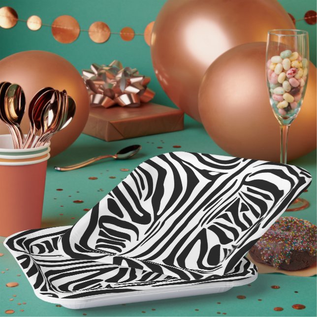 Zebra-Muster Pappteller (Multi)