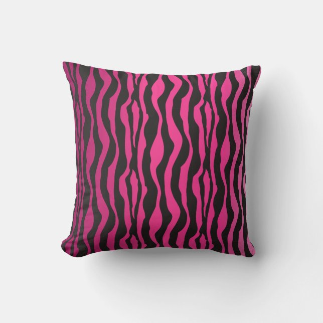 Zebra Muster Pink Black Kissen (Vorderseite)