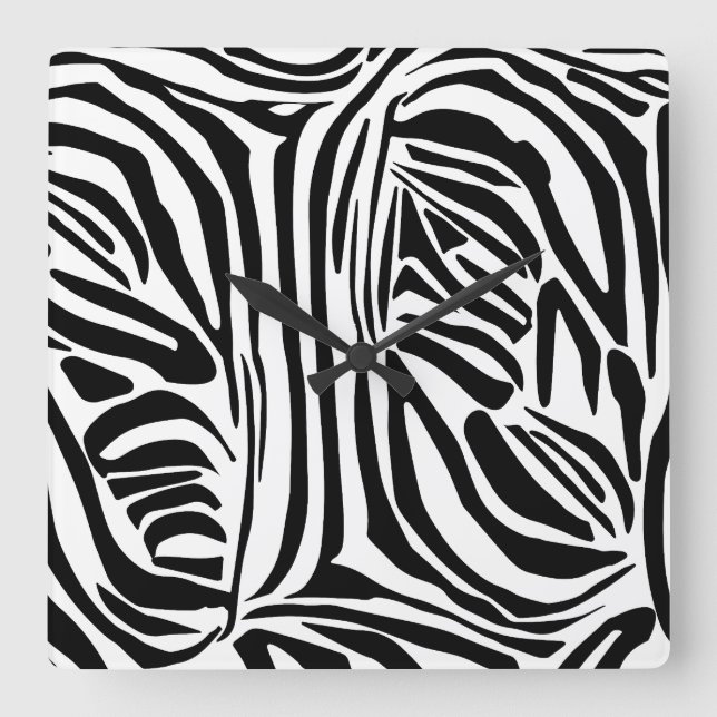 Zebra-Muster Quadratische Wanduhr (Vorderseite)