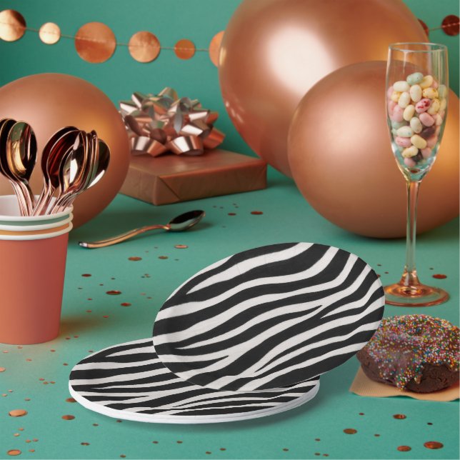 Zebra-Muster Runde Papierplatte Stylische Party-Nu Pappteller (Multi)