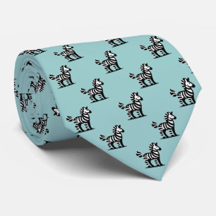 Zebra-Muster - Schwarz auf hellblau grün Krawatte