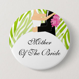 Zebra-Mutter des Braut-Knopf-/Button-Limonen Grüns Button