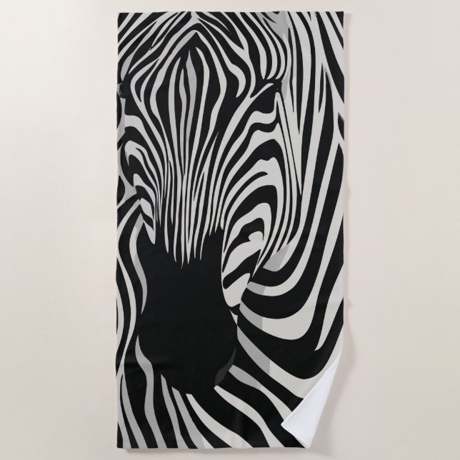 Zebra Nahaufnahme Schwarz-Weiß-Kunst Strandtuch (Vorderseite)