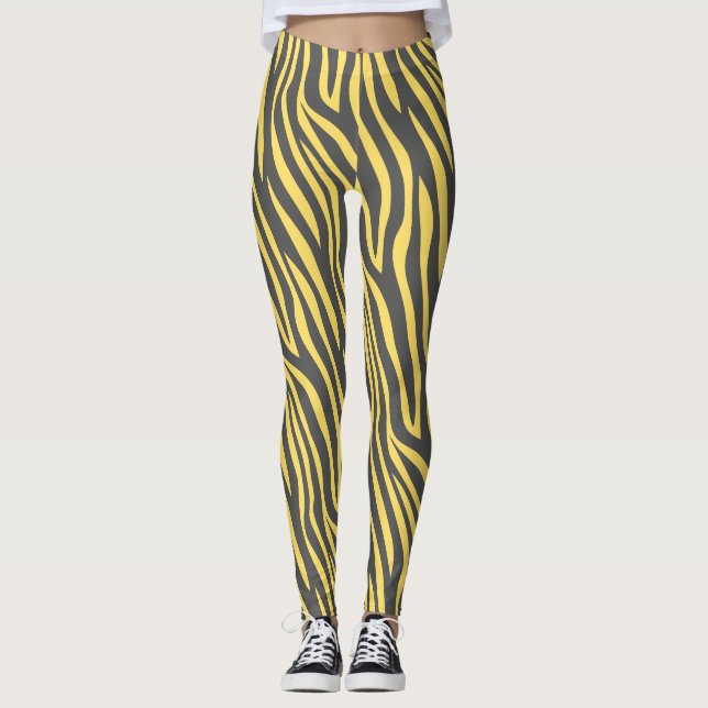 Zebra Navy Yellow Minimal Muster Leggings (Vorderseite)