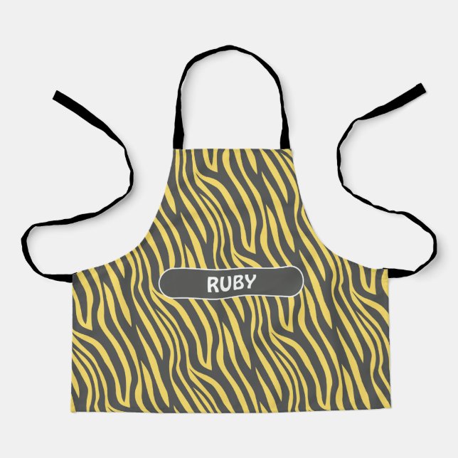 Zebra Navy Yellow Minimal Muster Schürze (Vorderseite)
