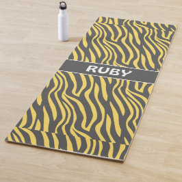 Zebra Navy Yellow Minimal Muster Yogamatte