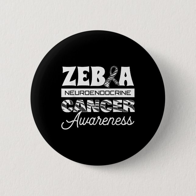 Zebra Neuroendocrine Cancer Awareness Ribbon Carci Button (Vorderseite)
