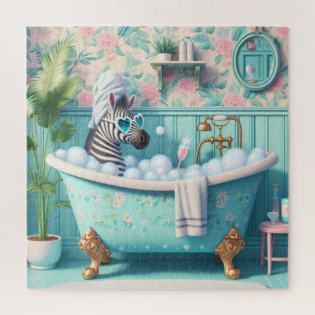 Zebra nimmt einen Bubble Bath Puzzle (Vertikal)