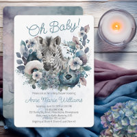 Zebra Oh Baby Blue Floral Baby Dusche