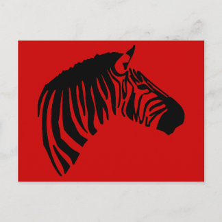 ZEBRA ON RED POSTCARD POSTKARTE