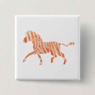 Zebra Orange und Weiße Silhouette Button