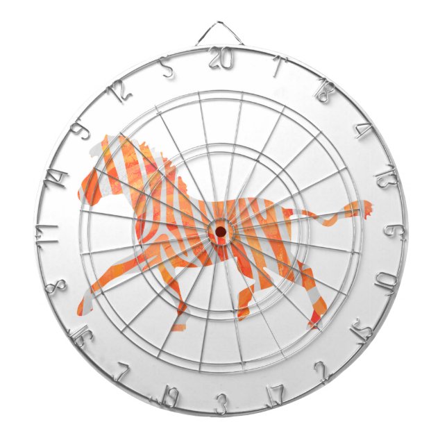 Zebra Orange und Weiße Silhouette Dartscheibe (vorne)