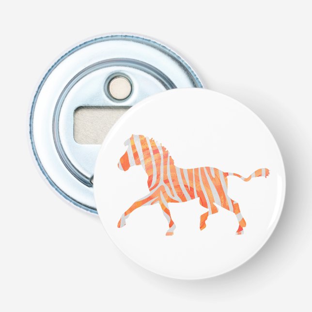 Zebra Orange und Weiße Silhouette Flaschenöffner (Vorderseite)
