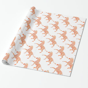 Zebra Orange und Weiße Silhouette Geschenkpapier