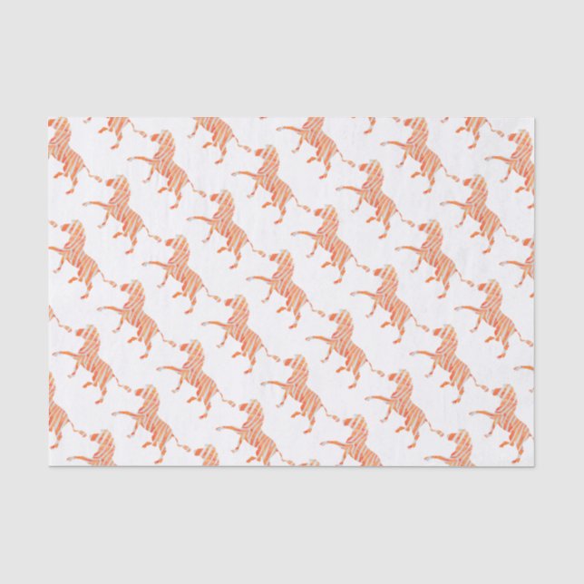 Zebra Orange und Weiße Silhouette Seidenpapier (Vorderseite)