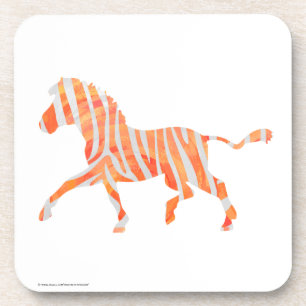 Zebra Orange und Weiße Silhouette Untersetzer