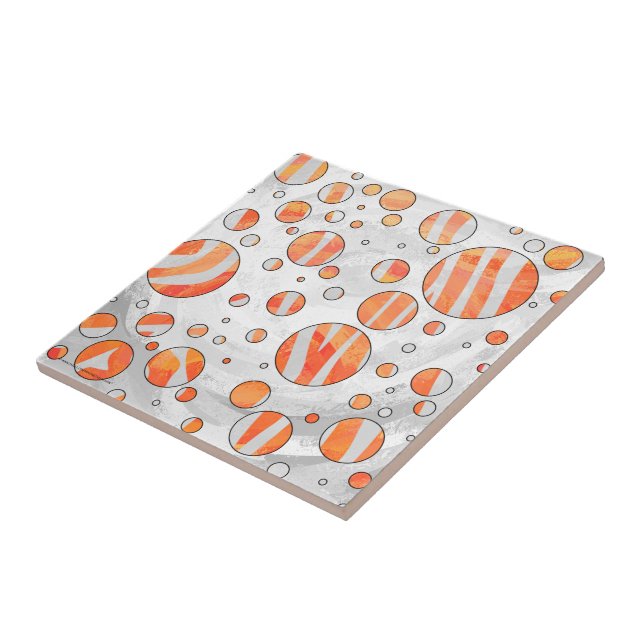 Zebra Orange und White Polka Dot Fliese (Seite)