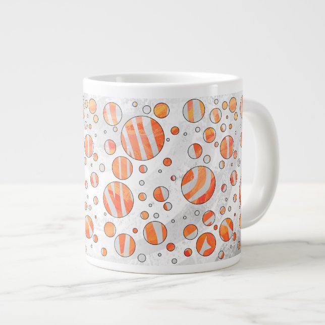 Zebra Orange und White Polka Dot Jumbo-Tasse (Vorderseite Rechts)