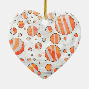 Zebra Orange und White Polka Dot Keramikornament