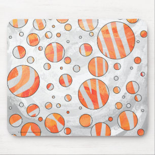 Zebra Orange und White Polka Dot Mousepad