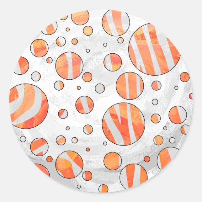 Zebra Orange und White Polka Dot Runder Aufkleber (Vorderseite)
