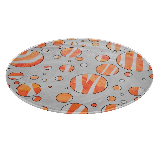 Zebra Orange und White Polka Dot Schneidebrett (Ecke)