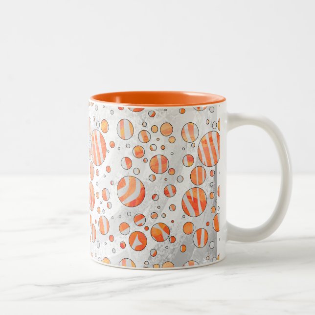 Zebra Orange und White Polka Dot Zweifarbige Tasse (Rechts)