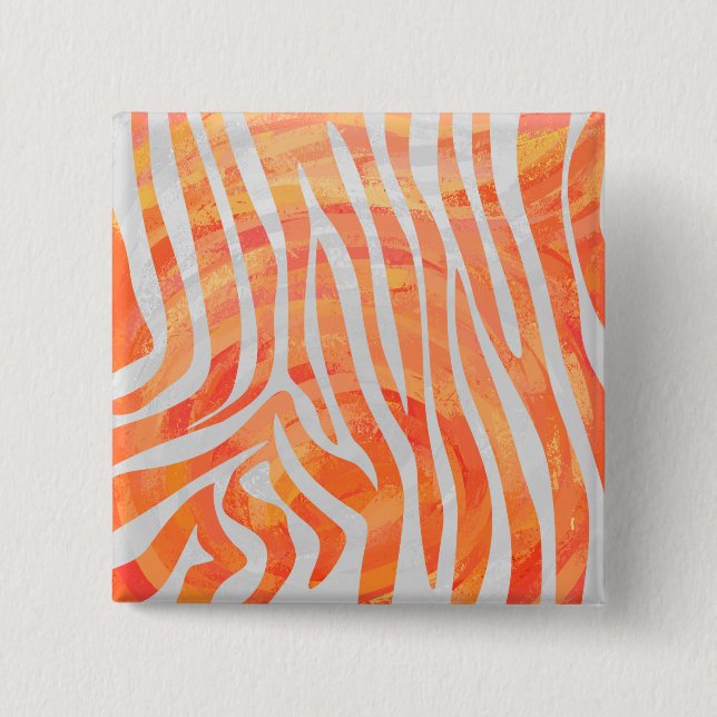 Zebra Orange und White Print Button (Vorderseite)