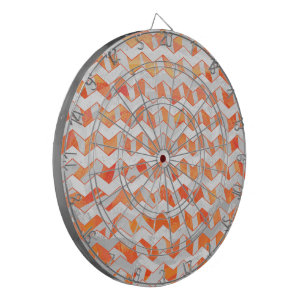 Zebra Orange und White Print Dartscheibe