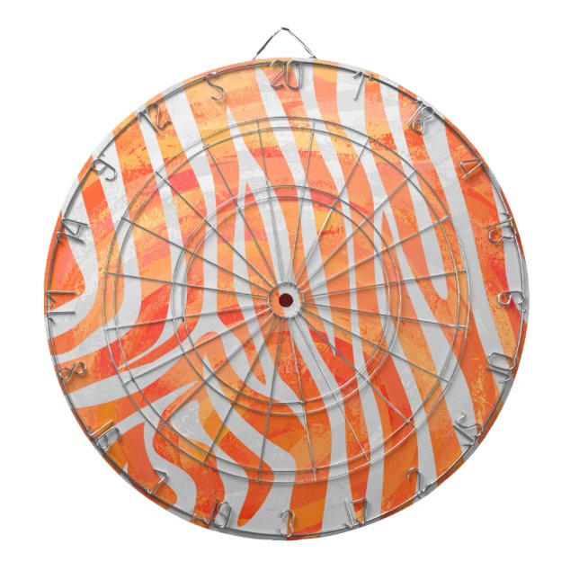 Zebra Orange und White Print Dartscheibe (vorne)