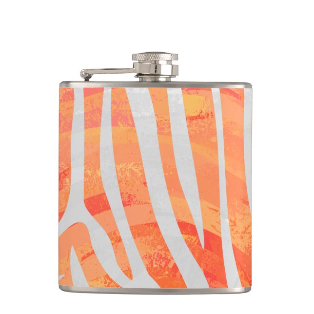 Zebra Orange und White Print Flachmann (Vorderseite)