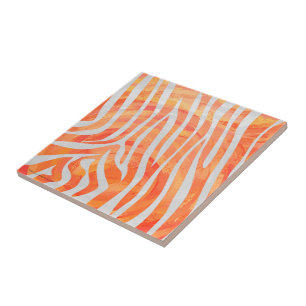 Zebra Orange und White Print Fliese