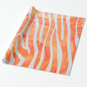 Zebra Orange und White Print Geschenkpapier