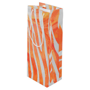 Zebra Orange und White Print Geschenktüte Für Weinflaschen