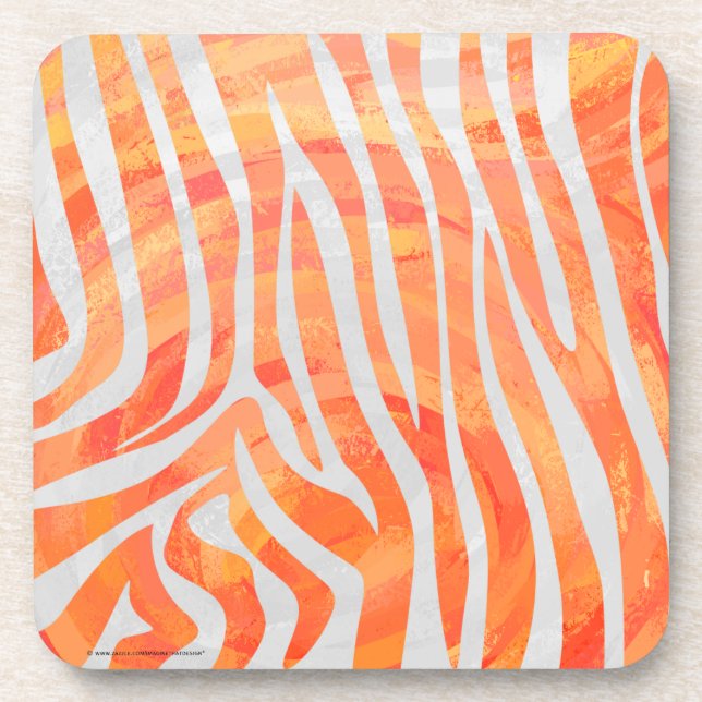 Zebra Orange und White Print Getränkeuntersetzer (Vorderseite)