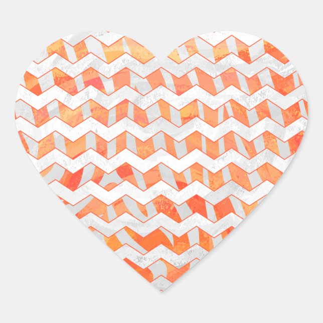 Zebra Orange und White Print Herz-Aufkleber (Vorderseite)
