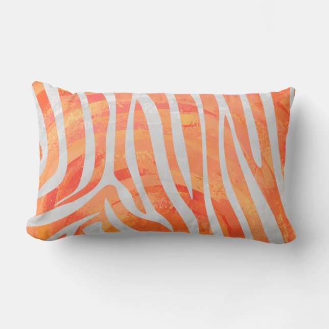 Zebra Orange und White Print Lendenkissen (Vorderseite)