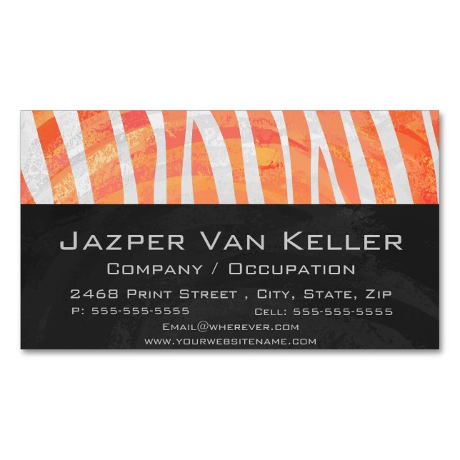 Zebra Orange und White Print Magnetische Visitenkarte (Vorderseite)