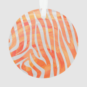 Zebra Orange und White Print Ornament