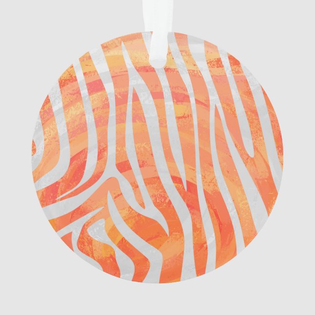 Zebra Orange und White Print Ornament (Rückseite)