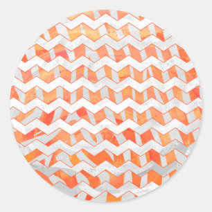 Zebra Orange und White Print Runder Aufkleber
